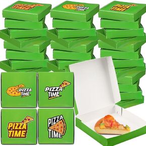48 Pcs 5 Inch Mini Green Pizza Boxes for Party Favors Pizza Turtle Pizza Boxes Square Cardboard Ninja Pizza Boxes Decorations for Story Turtle Party Birthdays Celebrations Party Supply
