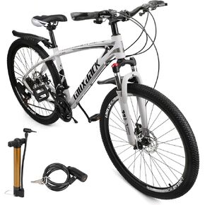 Bruce & Shark 27.5 inch Mountain Bike, 21-Speed,Front Suspension,Aluminum Alloy Frame,Adjustable Ergonomic Seat,Outdoor Cycling/City/Road Commuter MTB Bicycles for Adult Youth Men Women