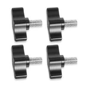 AOZUO 4Pcs 1/4"-20 x 1/2" Thumb Screw, Coarse Thread Black Aluminum Knob Stainless Steel Standard Adjustable Tee Wing Aluminum Knob to Remove Replace Hand Clamping Tightening Knob Power Supply