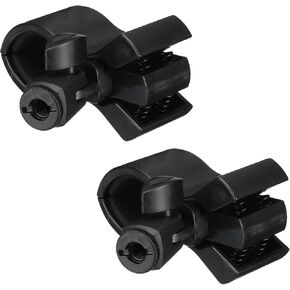 MECCANIXITY Microphone Holder O.D 32mm - 60mm Plastic Interface Mic Holder Clip with 3/8 Plastic Adapter for Small Mic Black 2 Pcs