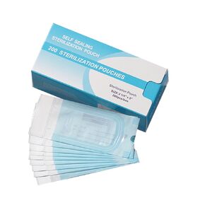 200 PCS Self-Sealing Cleaning Pouches,5.12 * 2.24in Dry Heat Autoclave Kraft Paper Cleaning Bags for Dentist Tools and Nail Art Supplies