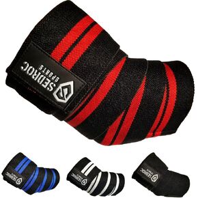 Weight Lifting Elbow Wraps Powerlifting Support Sleeves Straps - Pair