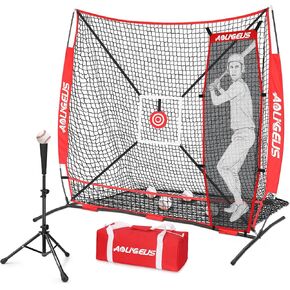6'X6' Baseball Softball Practice Net,Pitching Net,Batting Net,with Batting Tee,Dummy Batter,Bonus Strike Zone Target and Bow Frame,for Hitting,Pitching,Catching