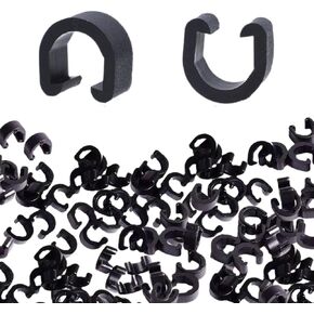 100Pcs Plastic Bicycle C-Clips Clamps, Housing Hose Guide Clamps, Bike Cable Clamps, Brake Derailleur Shift Cables Clamps for Bike, Road Bicycle, Mountain Bike (Black)