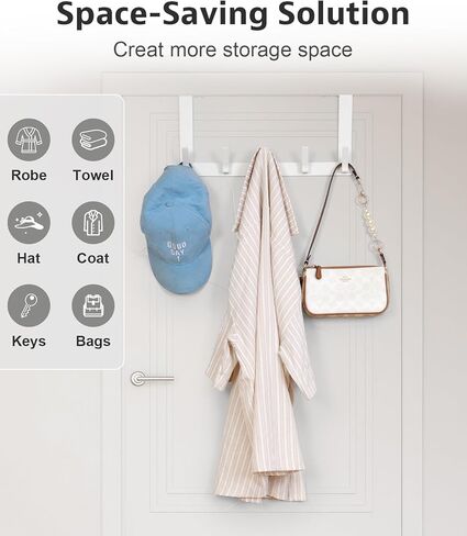 Over The Door Hooks, Door Hanger Hook, Over The Door Towel Rack for Bathroom, Door Towel Hanger for Hanging Clothes Hat (Black, 1 Pack) in Kuwait