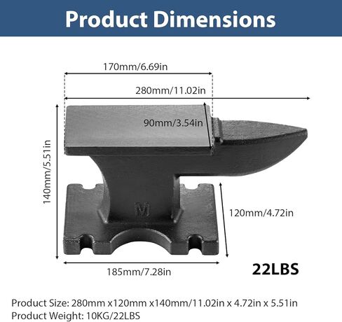 110 Lbs Cast Steel Anvils for Blacksmithing, Forging Tools, High Hardness Rugged Round Horn & Hole with Large Countertop for Bending & Shaping Suit Forging, Forming Metal-Black in Kuwait