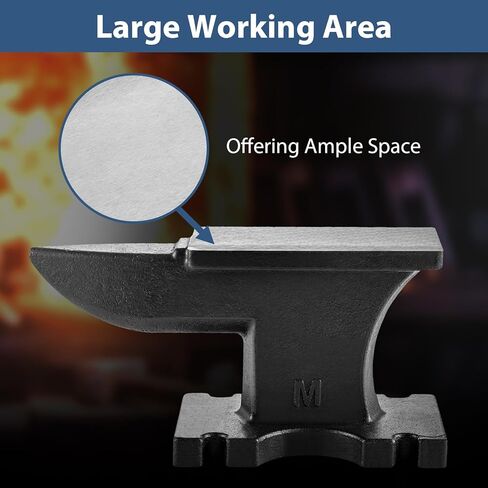 110 Lbs Cast Steel Anvils for Blacksmithing, Forging Tools, High Hardness Rugged Round Horn & Hole with Large Countertop for Bending & Shaping Suit Forging, Forming Metal-Black in Kuwait