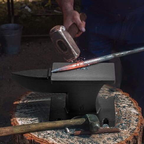 110 Lbs Cast Steel Anvils for Blacksmithing, Forging Tools, High Hardness Rugged Round Horn & Hole with Large Countertop for Bending & Shaping Suit Forging, Forming Metal-Black in Kuwait