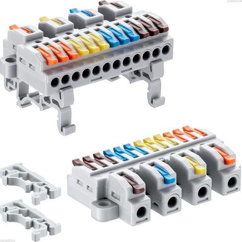 6pcs DIN Rail Terminal Blocks, DIY Splicing Wire Connectors for Circuit Inline 18-12AWG (2 in 10 Out) in Kuwait