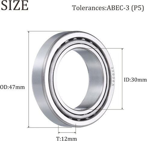uxcell 2pcs 30205 Tapered Roller Bearing Cone and Cup, 25mm Bore x 52mm OD x 16.25mm Thick, Chrome Steel Taper Bearing Set, ABEC-5 in Saudi Arabia