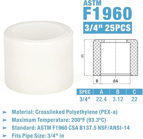 IWISS F1960 1 in. Expansion Ring w/Stop Edge for PEX-A Tubing used in Uponor ProPEX, PowerpPEX, WaterPEX system-25pcs in Kuwait