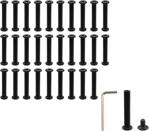 HEVSTIL 30 مجموعة من البراغي والجوز الأسود M4×6 مم مسامير ربط من الفولاذ المقاوم للصدأ Φ5×30 مم صواميل وبراغي سوداء مجموعة مفاتيح سداسية مترية سوداء لألبوم الصور والجلود والحرف اليدوية والأثاث in Kuwait