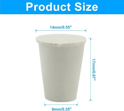 10 Pack Solid Rubber Stoppers - 00# Tapered Shaped Lab Bungs Plug - White Lab Plug for Flask, Plug Holes, Test Tube in Kuwait