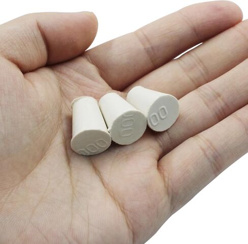 10 Pack Solid Rubber Stoppers - 00# Tapered Shaped Lab Bungs Plug - White Lab Plug for Flask, Plug Holes, Test Tube in Kuwait