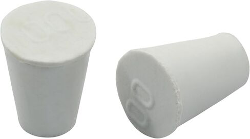 10 Pack Solid Rubber Stoppers - 00# Tapered Shaped Lab Bungs Plug - White Lab Plug for Flask, Plug Holes, Test Tube in Kuwait