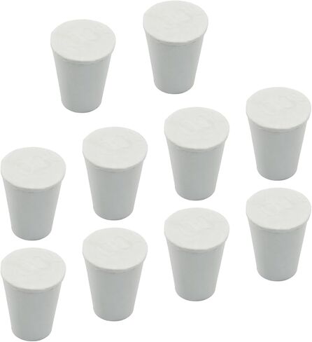 10 Pack Solid Rubber Stoppers - 00# Tapered Shaped Lab Bungs Plug - White Lab Plug for Flask, Plug Holes, Test Tube in Kuwait