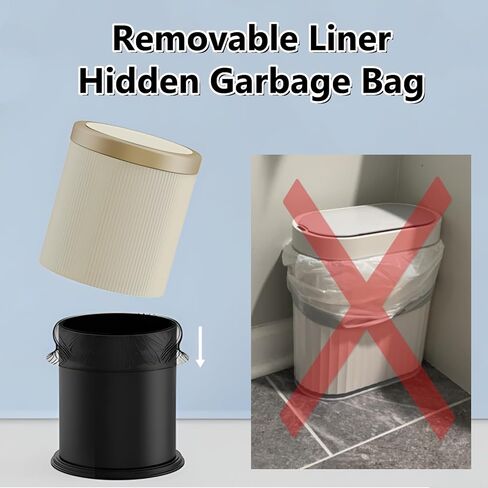URALFA Automatic Motion Sensor Bathroom Trash Can with Lid, 10.5 Liter / 2.8 Gallon Touchless Trash Bin, Smart Dog Proof Garbage Can, Small Waste Basket for Toilet, Office, Bedroom (Cream White) in Kuwait