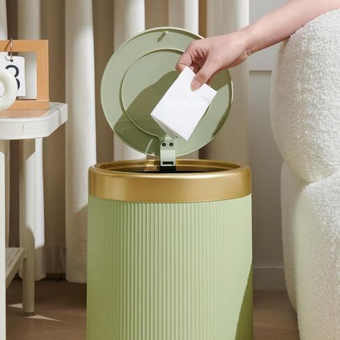 URALFA Automatic Motion Sensor Bathroom Trash Can with Lid, 10.5 Liter / 2.8 Gallon Touchless Trash Bin, Smart Dog Proof Garbage Can, Small Waste Basket for Toilet, Office, Bedroom (Cream White) in Kuwait