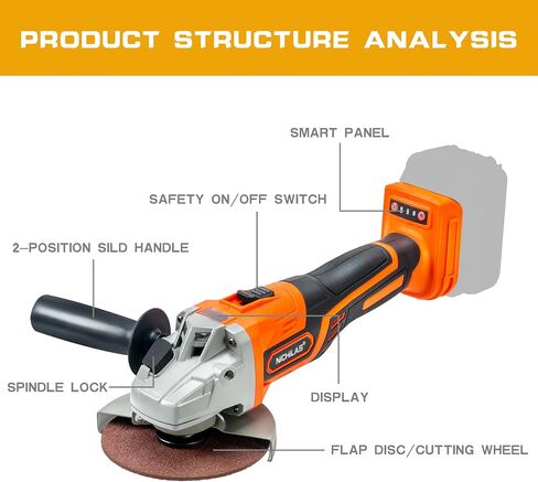 Cordless Angle Grinder for Milwaukee M18 Batteries, 18 Volt Electric Grinding Wheels, 5 Inch Cutting Tool, Burshless Motor for Cutting, Grinding,Polishing (NO BATTERY) in Saudi Arabia