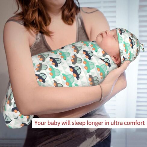Penguin Cartoon Newborn Swaddle Blanket for Baby,Unisex Baby Stuff,Soft Sleep Sack for Boys Girls, with Beanie hat Set, Baby Swaddle Wrap for Baby Shower Infant in Saudi Arabia