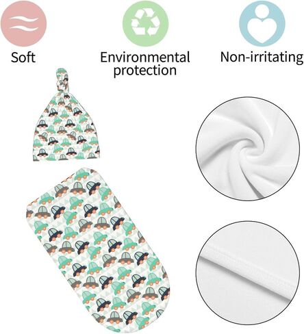 Penguin Cartoon Newborn Swaddle Blanket for Baby,Unisex Baby Stuff,Soft Sleep Sack for Boys Girls, with Beanie hat Set, Baby Swaddle Wrap for Baby Shower Infant in Saudi Arabia