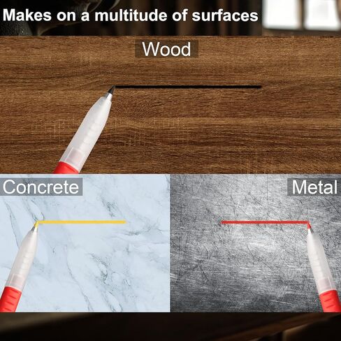 HAUTMEC 3-in-1 Carpenter Pencils with Removable Finger Grip, Built-in Sharpener and 7 Leads (3 Colors), Mechanical Construction Pencil for Deep Marking Scribing, Pro Tracer Pencil, HT0293-DM in Kuwait