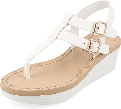 Journee Womens Strappy Platform Flip Flop Buckle Ankle Strap Bianca Tru Comfort Wedge Heel Sandal in Saudi Arabia