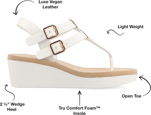 Journee Womens Strappy Platform Flip Flop Buckle Ankle Strap Bianca Tru Comfort Wedge Heel Sandal in Saudi Arabia
