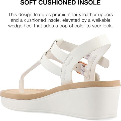 Journee Womens Strappy Platform Flip Flop Buckle Ankle Strap Bianca Tru Comfort Wedge Heel Sandal in Saudi Arabia