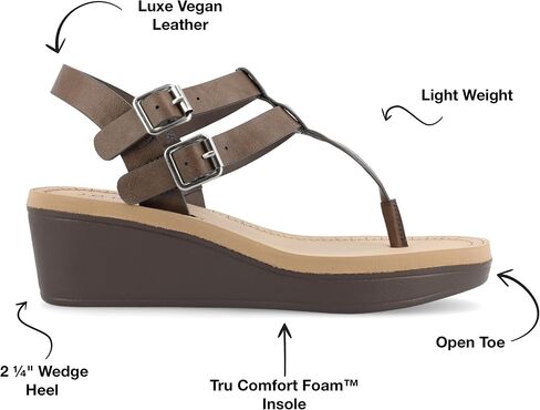 Journee Womens Strappy Platform Flip Flop Buckle Ankle Strap Bianca Tru Comfort Wedge Heel Sandal in Saudi Arabia