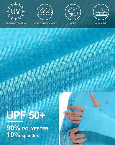 Roadbox UPF 50+ Mens Swim Shirts, Long Sleeve Sun Protection Fishing Rash Guard, Quick Dry UV Hiking Shirt with Thumbhole in Kuwait