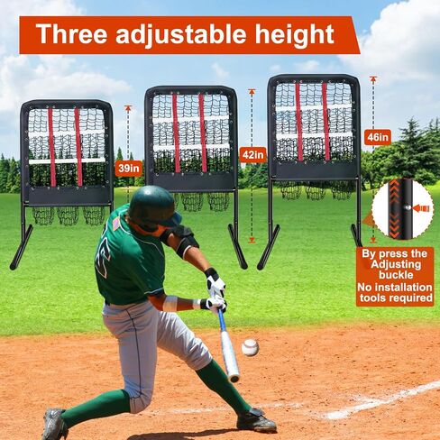 9 Hole Pitching Net with Strike Zone and Handbag, 2X3’Pitching Nets Fixed by 4 Ground Stakes or 2 Sandbags.3 Adjustable Heights(39-46in) for Pitching Target Net, Pitching Pocket Net for Softball Train in Saudi Arabia