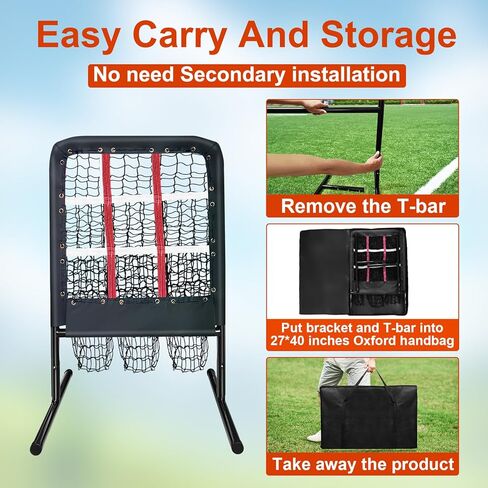 9 Hole Pitching Net with Strike Zone and Handbag, 2X3’Pitching Nets Fixed by 4 Ground Stakes or 2 Sandbags.3 Adjustable Heights(39-46in) for Pitching Target Net, Pitching Pocket Net for Softball Train in Saudi Arabia