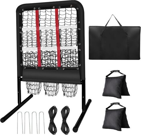 9 Hole Pitching Net with Strike Zone and Handbag, 2X3’Pitching Nets Fixed by 4 Ground Stakes or 2 Sandbags.3 Adjustable Heights(39-46in) for Pitching Target Net, Pitching Pocket Net for Softball Train in Saudi Arabia