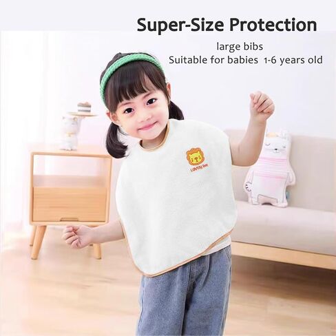 Set of 6 Baby Bibs| Waterproof Toddler Bibs| Large Towel Bibs for Toddler 1-6 Years| Bibs for Baby Boys and Girls in Saudi Arabia