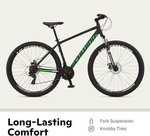 Schwinn High Timber Mountain Bike for Adult Youth Men Women Boys Girls, 24 to 29-Inch Wheels, 7 or 21-Speeds, Front Suspension, Aluminum and Steel Frame Options in Kuwait