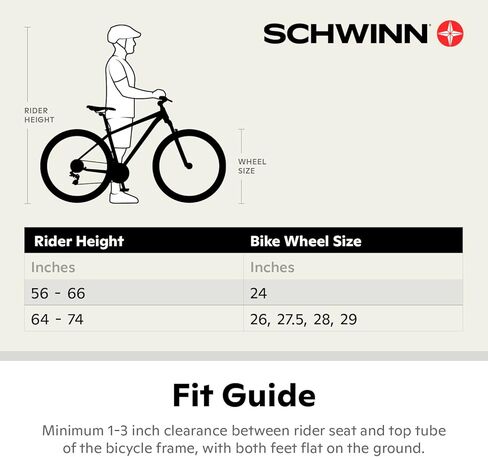 Schwinn High Timber Mountain Bike for Adult Youth Men Women Boys Girls, 24 to 29-Inch Wheels, 7 or 21-Speeds, Front Suspension, Aluminum and Steel Frame Options in Kuwait