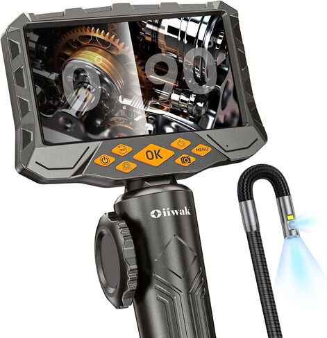 Oiiwak 5" IPS Endoscope Camera with Light, Dual Lens Articulating Borescope Inspection Camera Snake Camera Bore Scope Camera for Wall Automotive Aircraft Plumbing House in Saudi Arabia