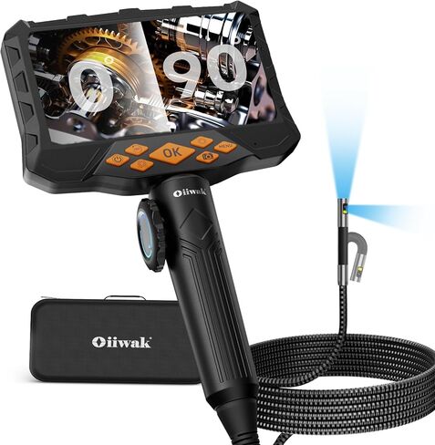 Oiiwak 5" IPS Endoscope Camera with Light, Dual Lens Articulating Borescope Inspection Camera Snake Camera Bore Scope Camera for Wall Automotive Aircraft Plumbing House in Saudi Arabia