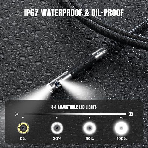 Oiiwak 5" IPS Endoscope Camera with Light, Dual Lens Articulating Borescope Inspection Camera Snake Camera Bore Scope Camera for Wall Automotive Aircraft Plumbing House in Saudi Arabia