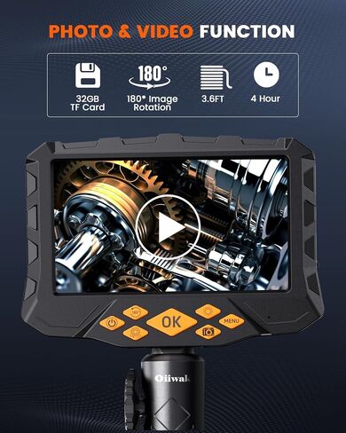 Oiiwak 5" IPS Endoscope Camera with Light, Dual Lens Articulating Borescope Inspection Camera Snake Camera Bore Scope Camera for Wall Automotive Aircraft Plumbing House in Saudi Arabia