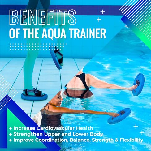 Sunlite Sports Aqua Trainer 2 في 1 مجداف لليد والقدمين، مجموعة التمارين الرياضية المائية لحمام السباحة، تمرين مائي للبالغين للتمرين المائي، تمرينات الجزء العلوي السفلي من الجسم منخفضة التأثير in Kuwait