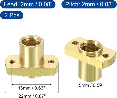 uxcell 6Pcs Tr8x2 Lead Screw Brass Nut, Trapezoidal Screw Diameter 10mm Pitch 2mm Lead 2mm (1 Starts) for A 3 CR-10 CR-10s Z Axis CNC 3D Printer Parts in Saudi Arabia