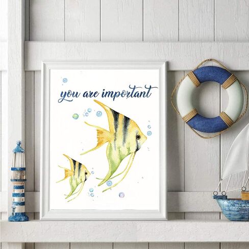 Scripture Bible Verse Wall Decor Set of 4 (8"X10"), Watercolor Blue Ocean Theme Religious Gifts for Children, Inspirational Bible Verses Quotes Baby Nursery Wall Decor, No Frame in Saudi Arabia