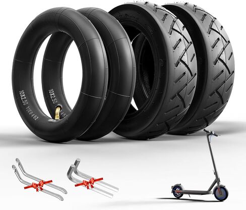 E-Scooter Tire 10x2.50 Replacement Tube+Tire 10 inch E Scooter Thickened Tube60/70-6.5 Replacement Tube for Nine-bot MAX G30 G30P G30LP/Kugoo M4 M4Pro/Soflow So4 Pro1 (2 Inner) in Saudi Arabia