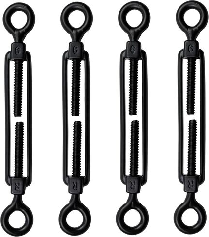 Antrader M6 Turnbuckle Eye and Eye,4Pcs M6 304 Stainless Steel Eye to Eye Turnbuckle Heavy Duty Wire Rope Tension Heavy Duty Turnbuckles for Cable Railing Wire Rope Hardware Kit,Black in Saudi Arabia