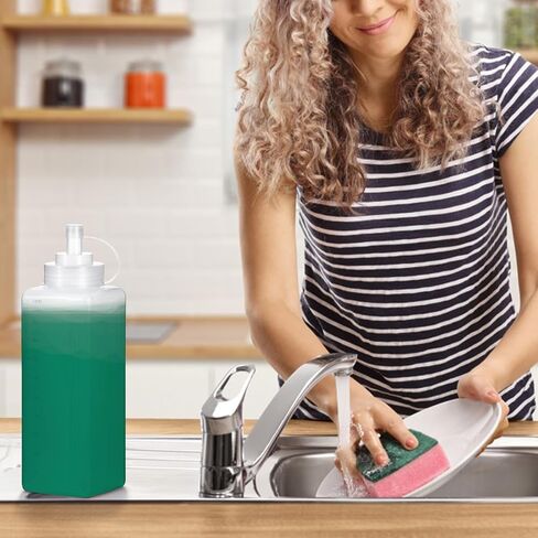 زجاجات ضغط كبيرة من البلاستيك مع أغطية غطاء - زجاجات ضغط لموزعات الصلصات وحاوية تتبيلة السلطة للكاتشب والخردل وزيت الزيتون والمايونيز، 27 أونصة/800 مل in Saudi Arabia