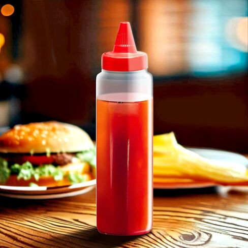 Amazing Abby 8-Ounce Plastic Squeeze Bottles (Set of 6), Reusable Condiment Bottles, BFA-Free, Dishwasher-Safe, Perfect for Ketchup, Mustard, Mayonnaise, Sauces, Condiments, Dressings, and More in Kuwait