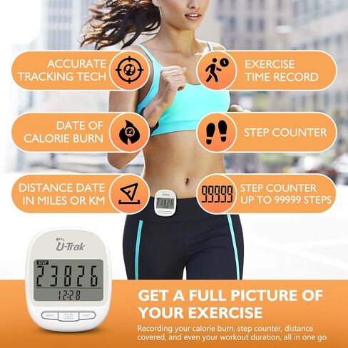 Pedometer for Walking Simple Step Counter Accurate Step Tracker Pedometer Clip On with 7 Days Memory Distance Miles/Km, Calorie Counter, Clock, Exercise Time for Men Women Kids Senior in Kuwait