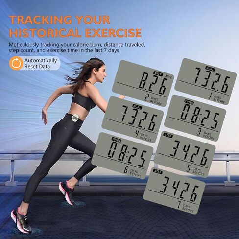 Pedometer for Walking Simple Step Counter Accurate Step Tracker Pedometer Clip On with 7 Days Memory Distance Miles/Km, Calorie Counter, Clock, Exercise Time for Men Women Kids Senior in Kuwait
